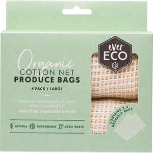 Organic Cotton Net Produce Bags 4 Pack